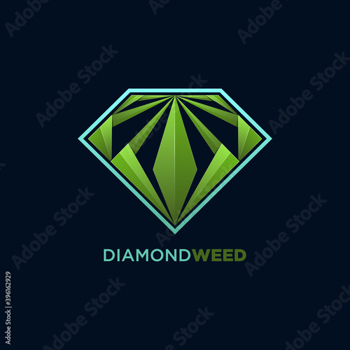 Weed and diamond concept design vector template