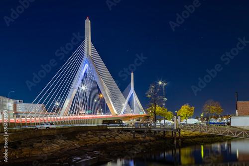 Boston Zakim Bunker Hill Bridge at night
