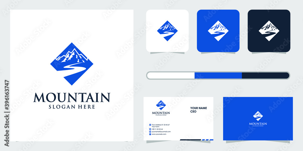 mountain logo design and business card