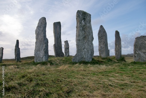 Mystical Callanish Standing Stones circle on the Isle of Lewis, Outer Hebrides in the late afternoon