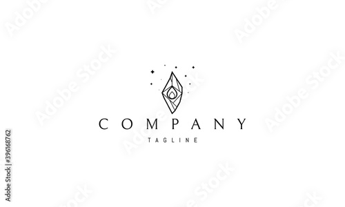 Vector logo with an abstract image of a crystal inside which is a drop.