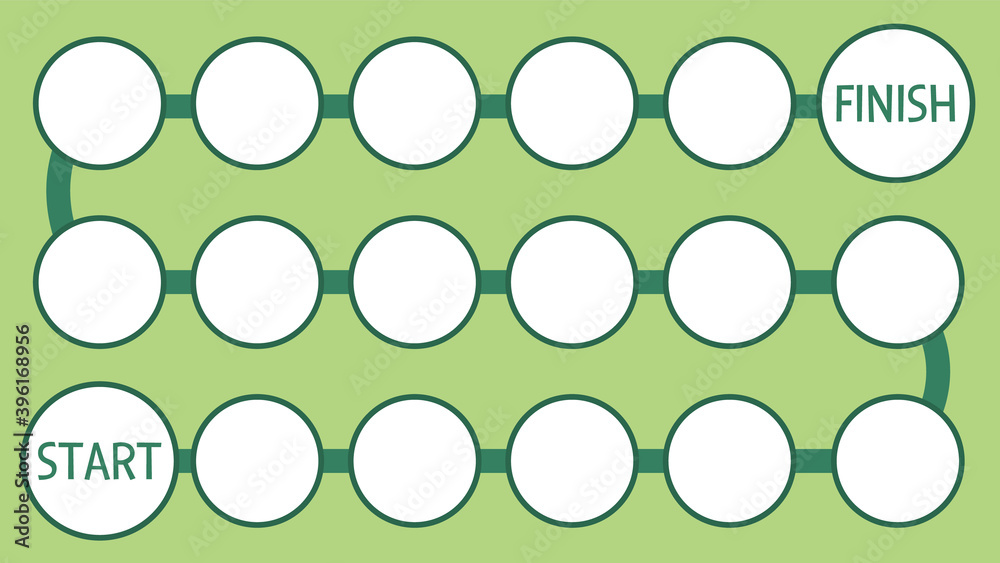 © Lexi Claus - Vector boardgame template. Blank black and white board game isolated on white background. Preschool printable educational activity or worksheet sample. Playing field illustration.