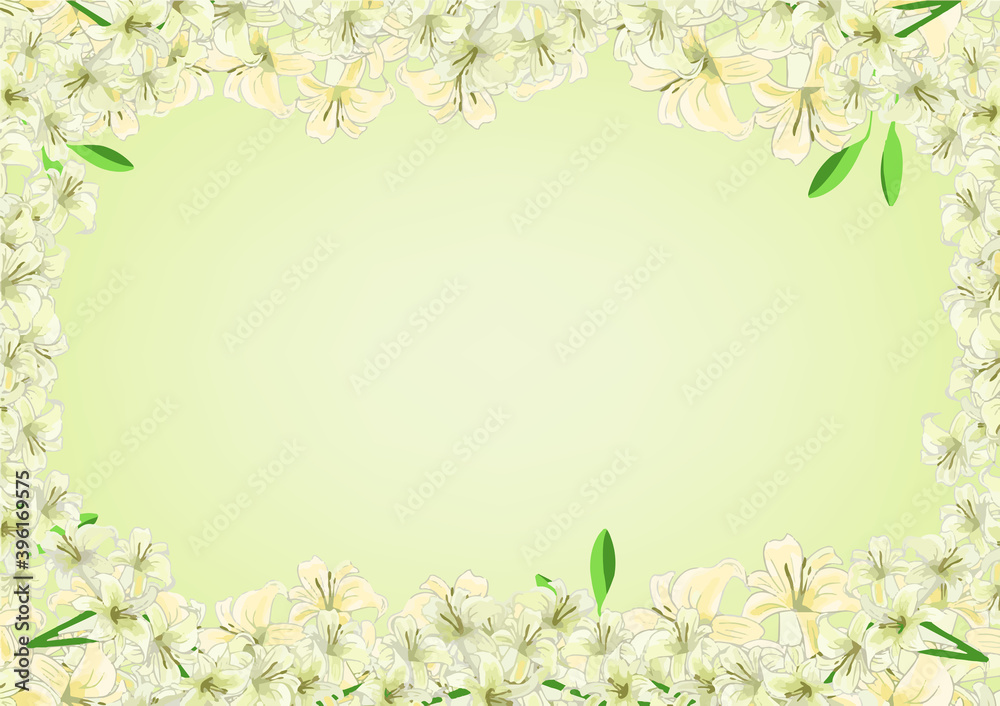 Vecteur Stock 手書きの百合 ゆり のきれいな花の背景 フレームイラスト素材 Adobe Stock