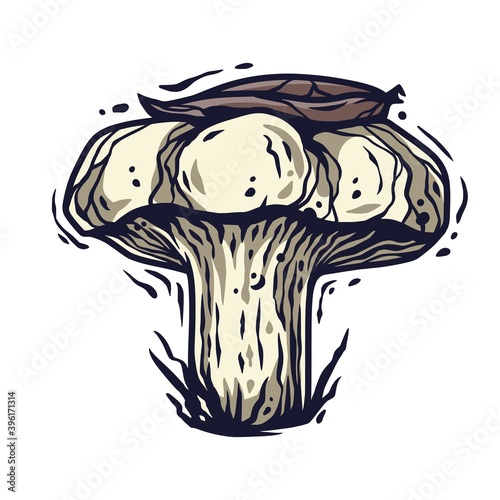 Vector illustration of milk agaric. Autumn mushroom picking for vegan food and cooking design