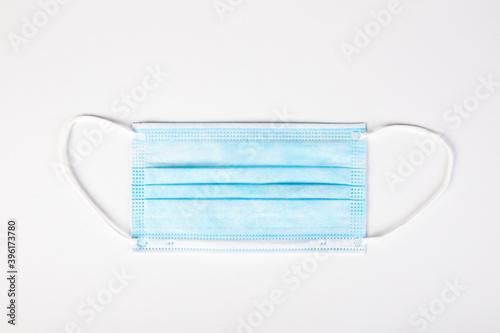 blue mouth protection mask on white background