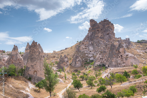Sandstone in the canyon near Cavusin village, Cappadocia, Nevsehir Province,
