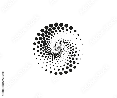 Dotted spiral symbol, a circle. Vector illustration.
