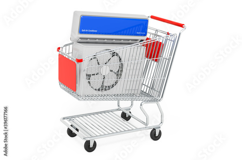 Air conditioner system inside shopping cart, 3D rendering
