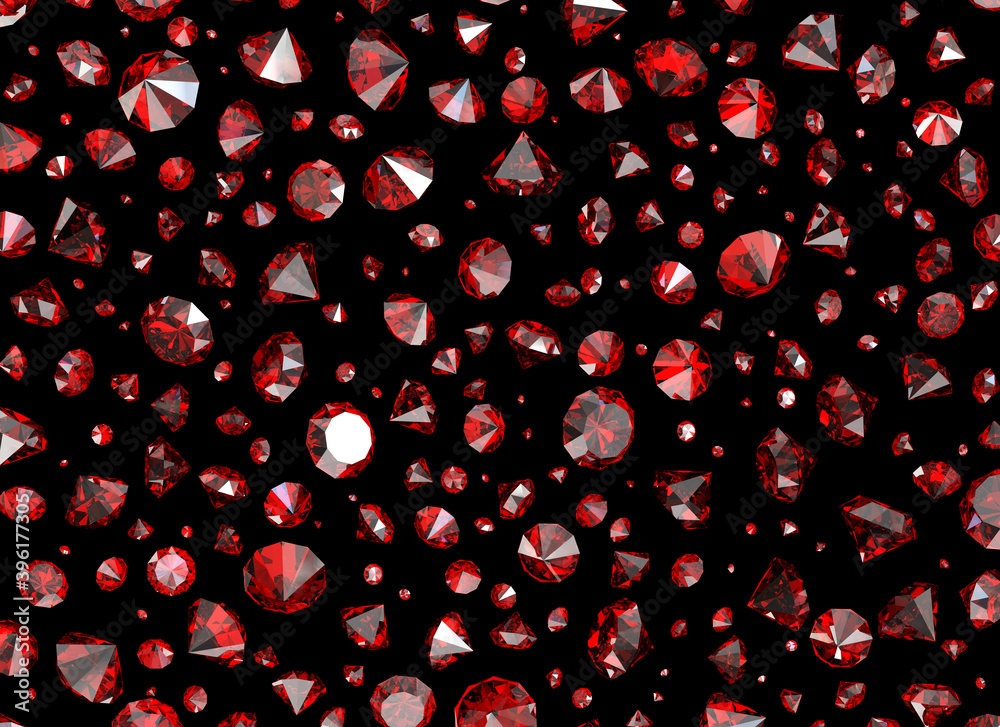 Falling rubies on black background. 3d illustration Stock Illustration ...
