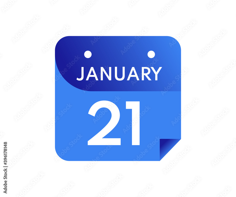 January 21 Date on a Single Day Calendar in Flat Style, 21 January calendar icon January 21 Date on a Single Day Calendar in Flat Style, 21 January calendar icon