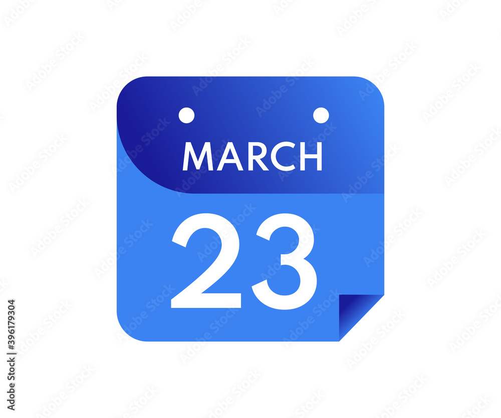 March 23 Date on a Single Day Calendar in Flat Style, 23 March calendar icon March 23 Date on a Single Day Calendar in Flat Style, 23 March calendar icon