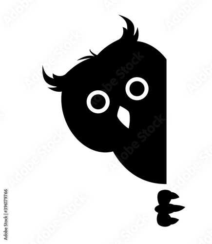 Curious vector owl hides and peeps.