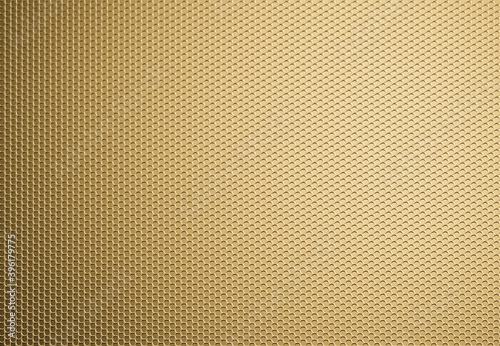 Perforated brass metal, brass metal grille background. 3d illustration