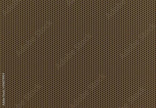 Perforated brass metal, brass metal grille background Fototapet