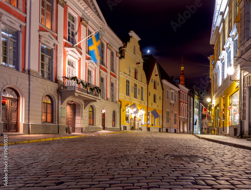 Tallinn. Estonia. Old town at night.