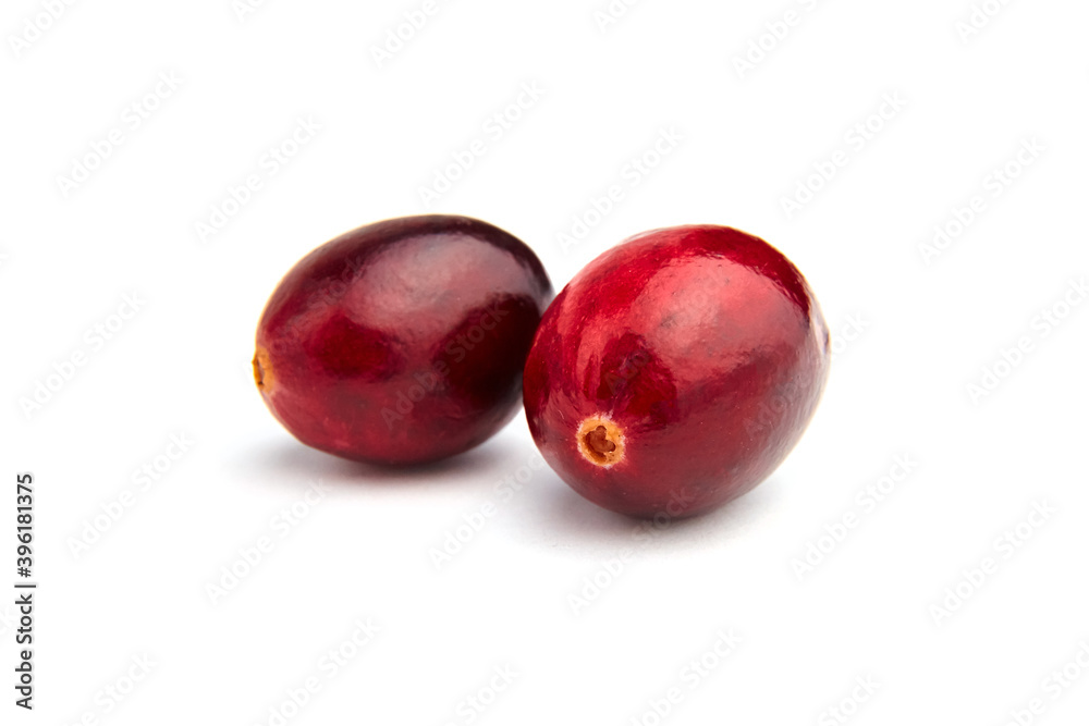 Fresh cranberries isolated on white background