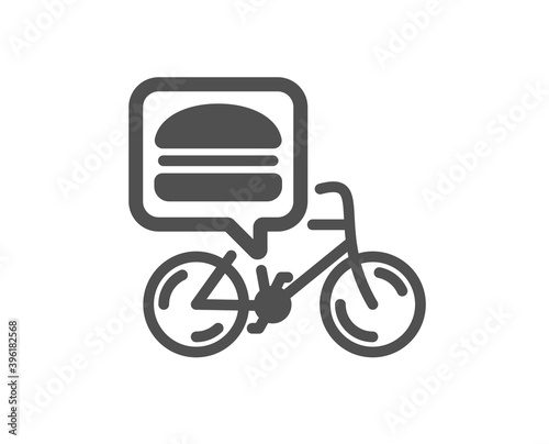 Food delivery bike icon. Contactless meal order sign. Grocery delivery symbol. Quality design element. Flat style food delivery icon. Editable stroke. Vector