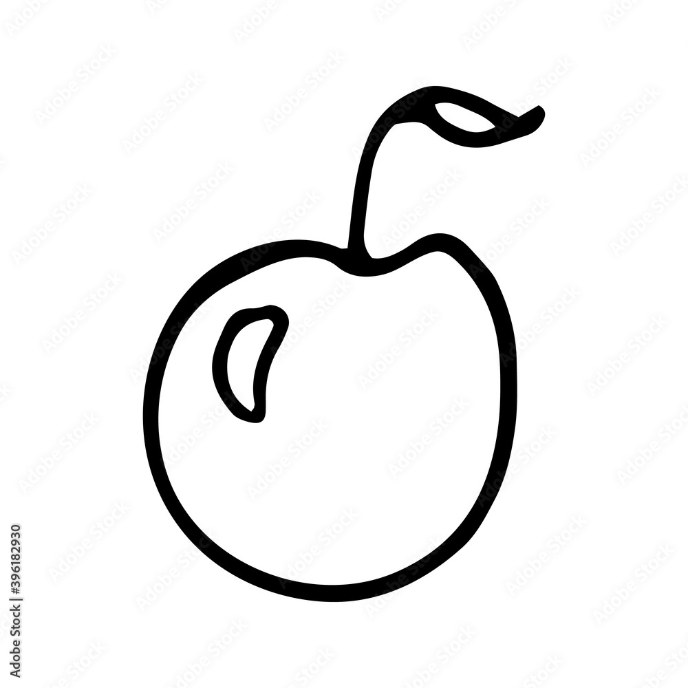 Single hand drawn apple for greeting cards, posters, recipe, culinary design. Isolated on white background. Doodle vector illustration. Single hand drawn apple for greeting cards, posters, recipe, culinary design. Isolated on white background. Doodle vector illustration.