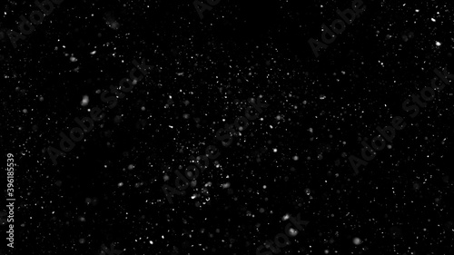 Winter Background with Falling Snow Isolated on Black Background