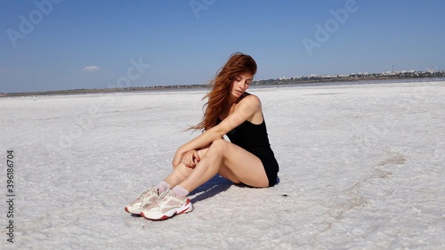 woman running on the beach