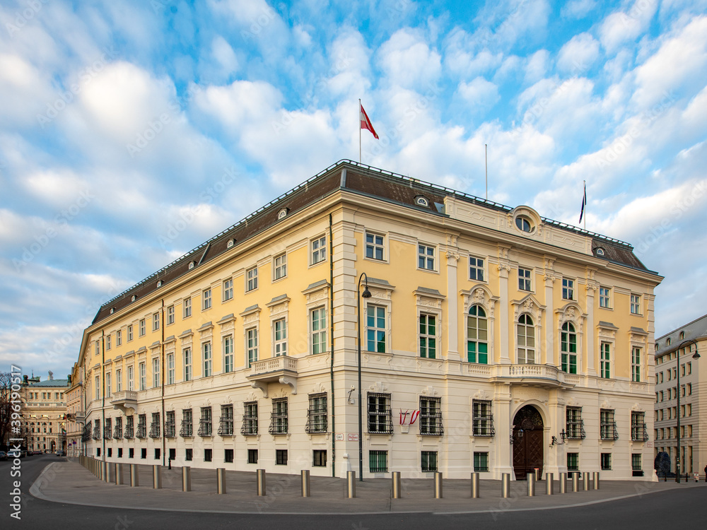 Federal Chancellery Bundeskanzleramt in Vienna, Austria. Important government building on Ballhausplatz in the downtown district.