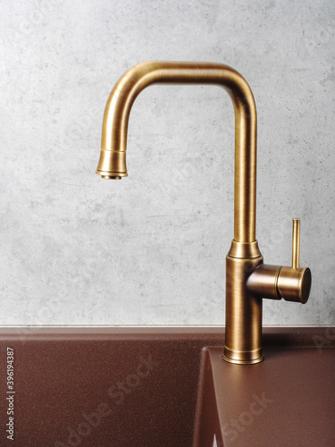 Golden kitchen faucet, sink kitchen, modern, luxury