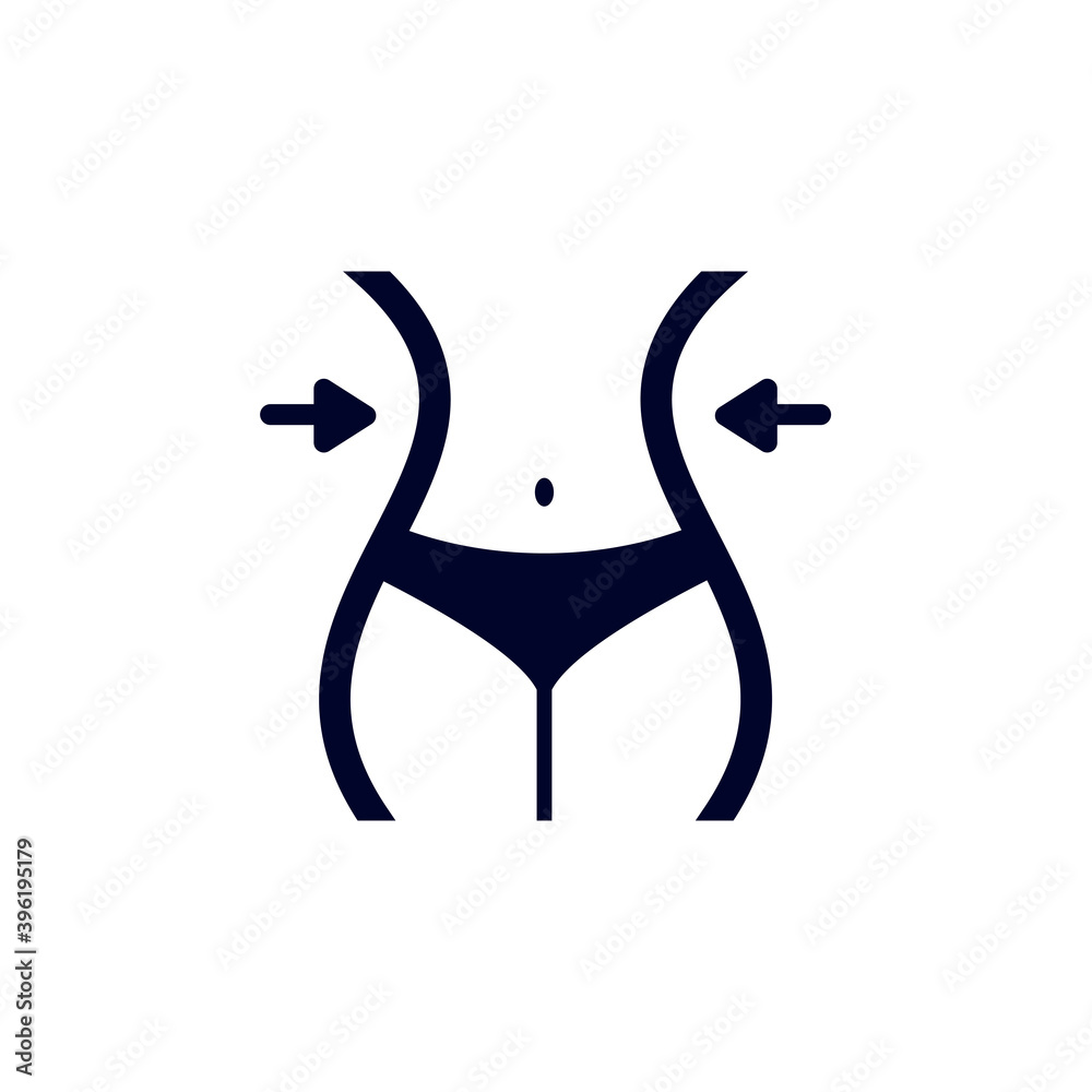 Naklejka premium Belly of athletic woman design vector, Fitness equipment icon concept, Creative Gym Symbol, Illustration