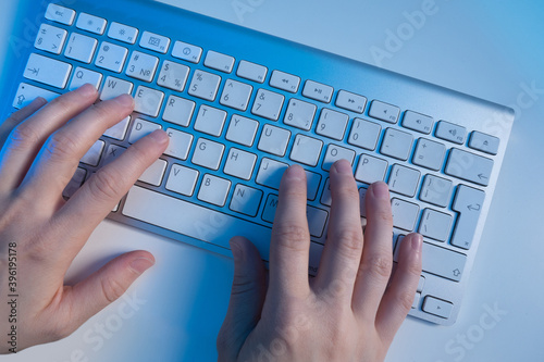 Men hands on the keyboard. ...