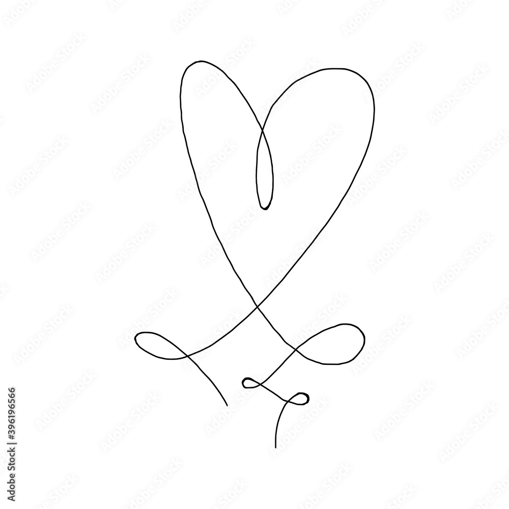 Hand drawn heart with black outline isolated on white background. Hand drawn heart with black outline isolated on white background.