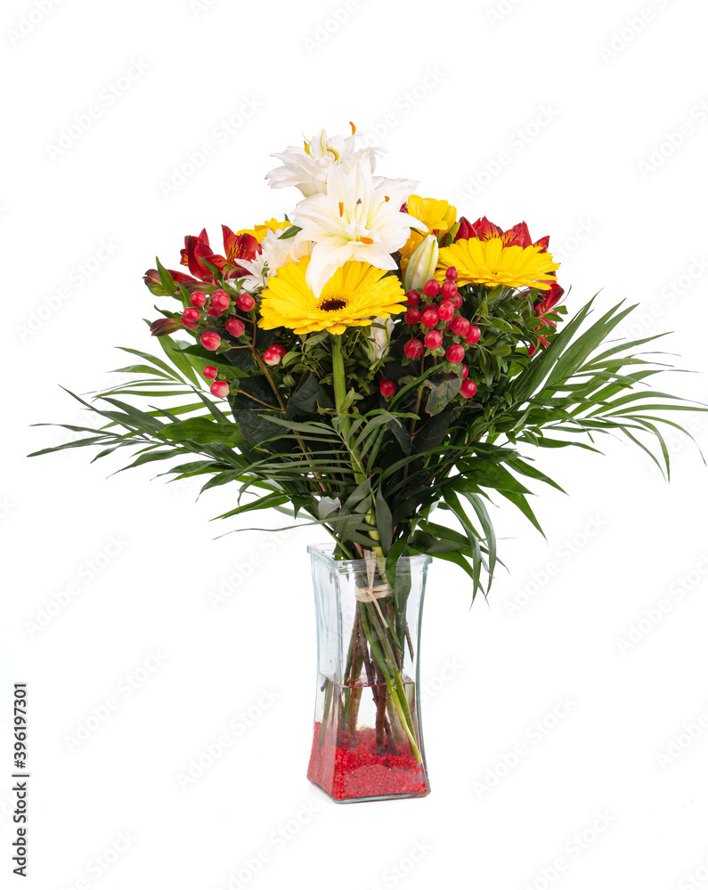 Pretty bouquets of mixed and colored flowers