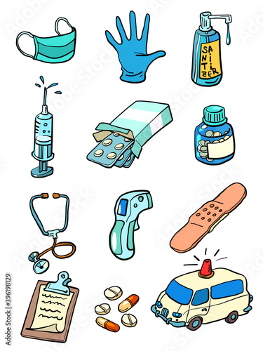 Medicine health diseases epidemic collection set icons symbols