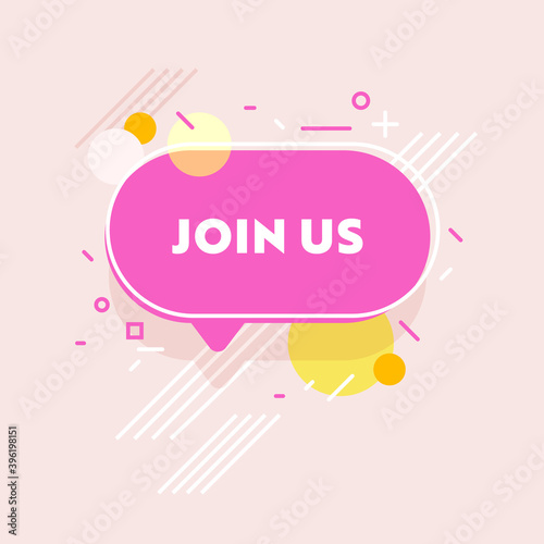 Join Us Banner with Abstract Pattern on Pink Background. Welcome to the Team Headhunting and Human Resource Research