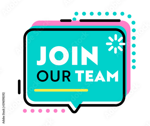 Join Our Team Banner for Job Hiring Agency with Abstract Pattern and Speech Bubble on White Background, Headhunting