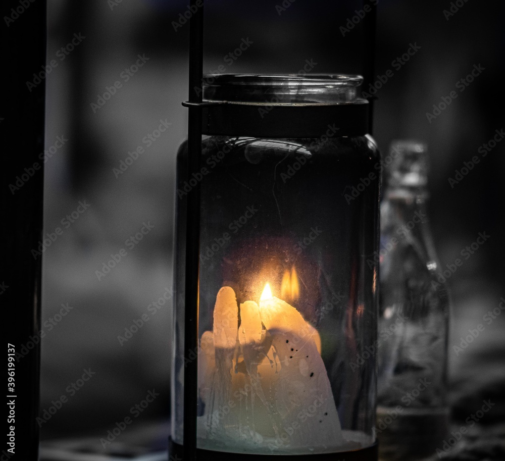 candle in the glass - obrazy, fototapety, plakaty 