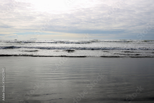 Panoramic view of a calm sea or ocean on the horizon.