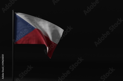 Flag of the Czech Republic flying in the wind with flag pole, 3D rendering