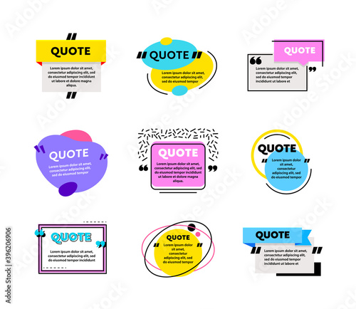 Big Set of Quote Box Frames for Texting and Messages. Colored Blank Templates for Text Info Design. Quotation Bubbles