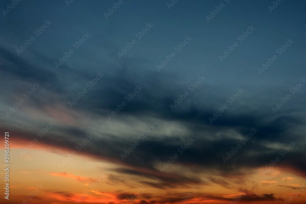 Beautiful dark sky during sunset, background, blank for designers.