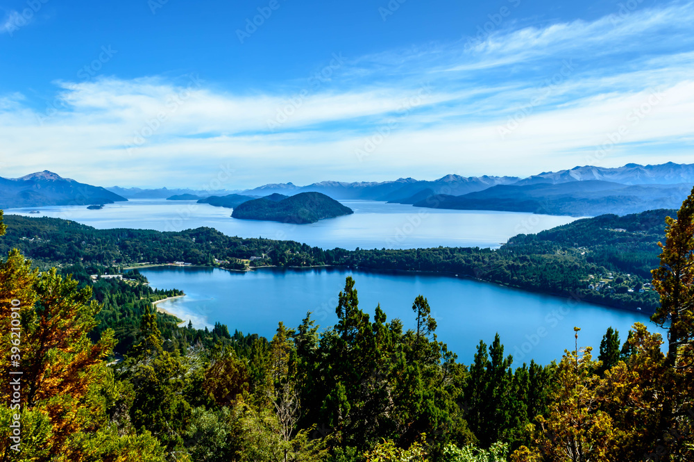Lake and mountains landscape in Bariloche.
