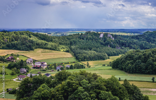 Countryside around ruins of Smolen Castle in Smolen village in Silesia Region  Poland