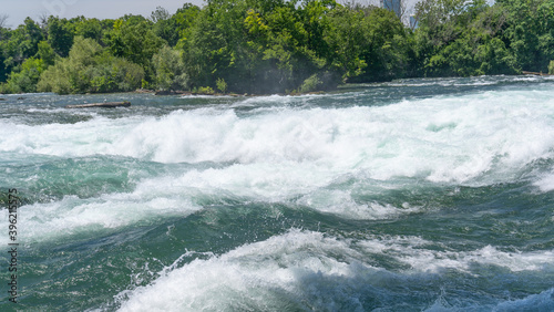 Niagara River, Niagara Fall USA. Powerful strong current o the Niagara River