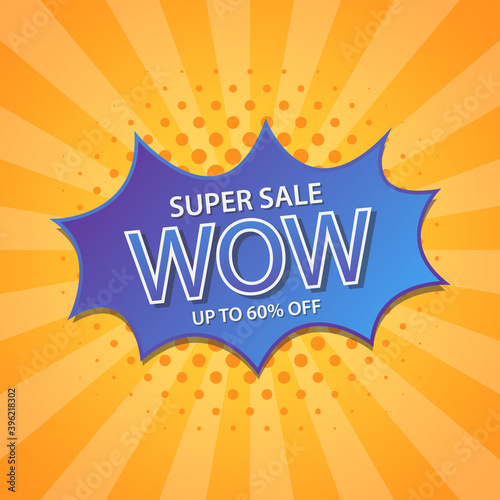Super sale text offer splash, special offer, bubble with halftone shadow. vector illustration.