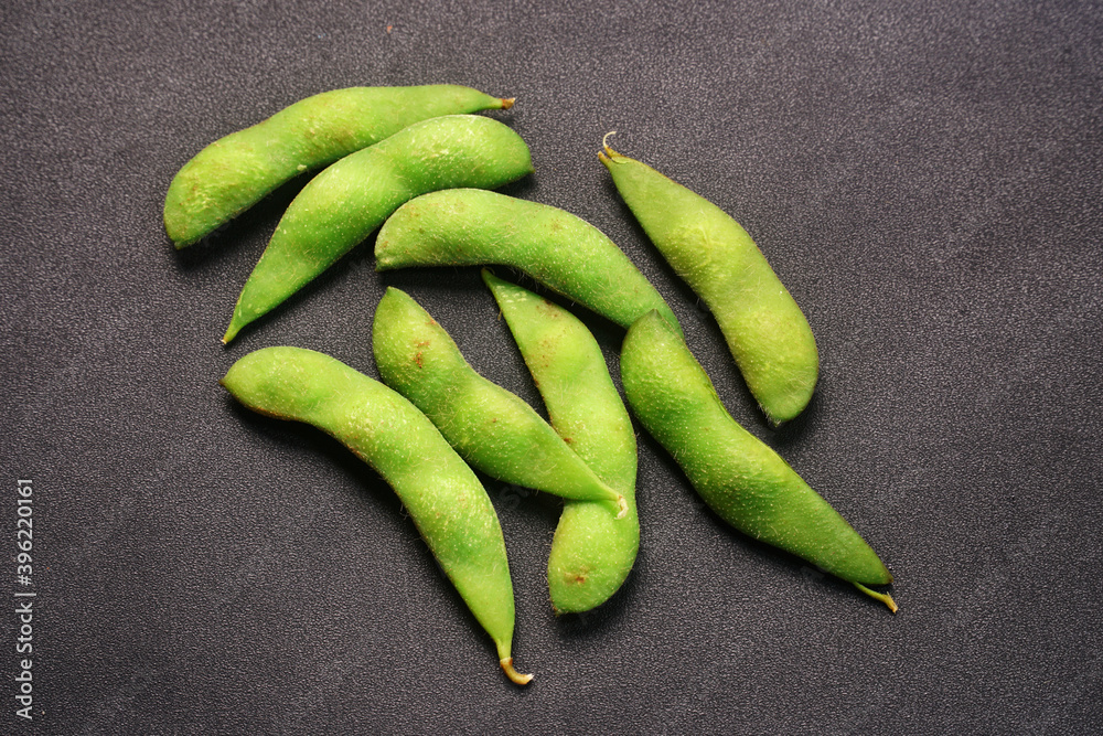 Ripe edamame on a black background Ripe edamame on a black background