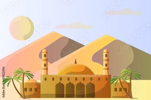 Muhammad ali mosque egypt illustration landscape for a tourist attraction
