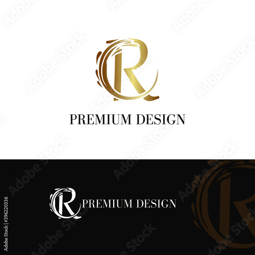 Abstract Golden Letter R Initial logotype in luxury and elegant logo concept template