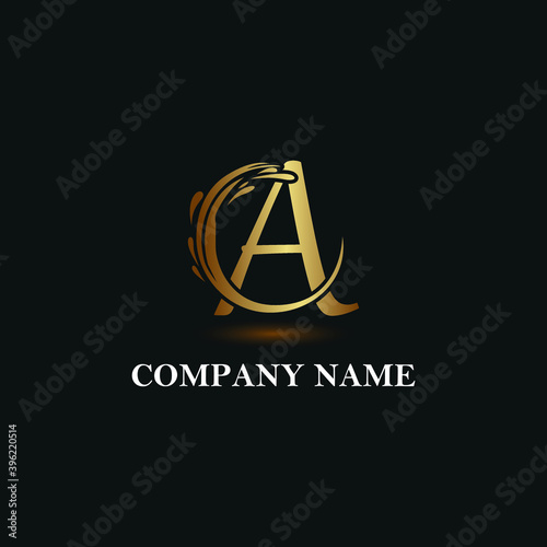 Abstract Golden Letter A Initial logotype in luxury and elegant logo concept template