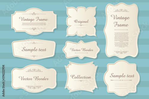 Vector set of calligraphic Vintage labels and frames design elements