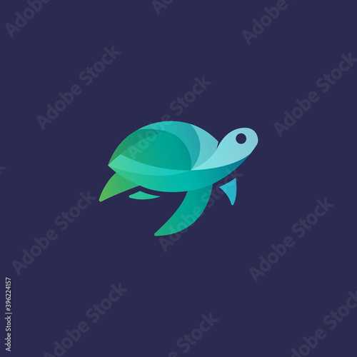 Creative line art turtle with origami's style and variant color
