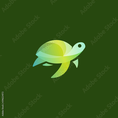 Creative line art turtle with origami's style and variant color