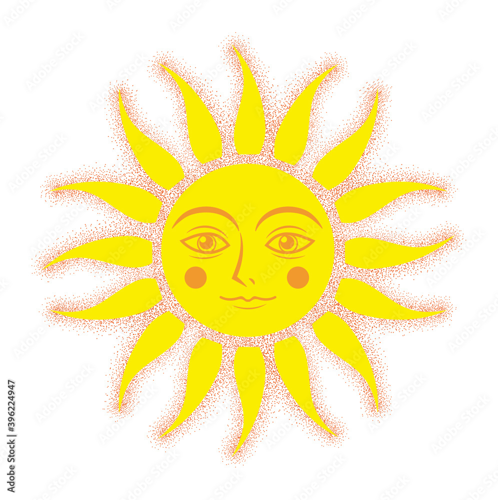 可愛い顔の太陽・点描タイプカラー